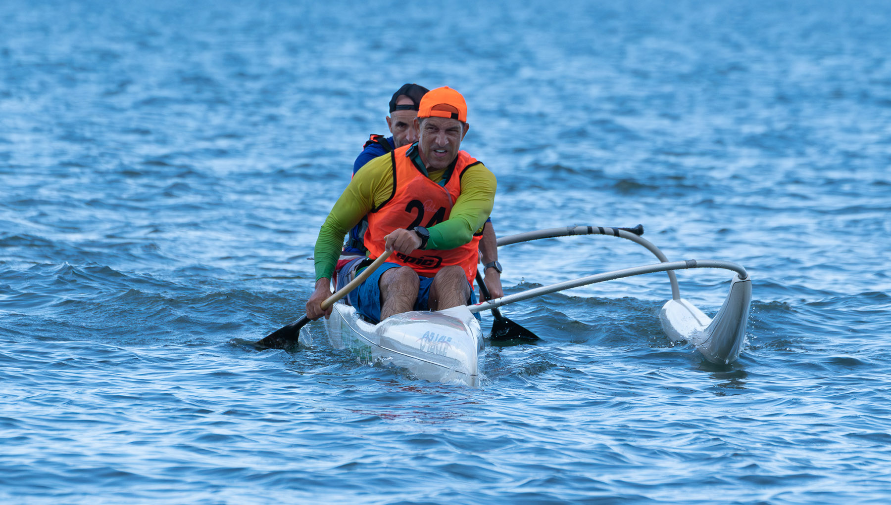 Ocean canoe at the finish line